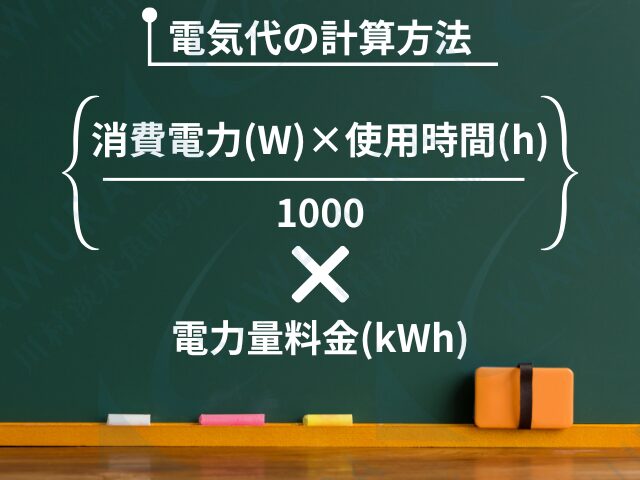 黒板に書いてある電気料金の計算式